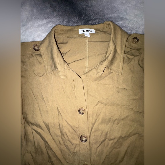 NWOT Express Brown Khaki Utility Sleeveless Top Shirt Blouse‎ L **NO BELT (A1) - Picture 4 of 8